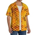 thumbnail image 4 of Disketp Men's Hawaiian Bees on Hive Honeycomb Print Shirts Button Down Holiday Beach Shirts-Small, 4 of 7