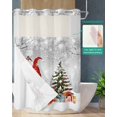 thumbnail image 2 of No Hook Shower Curtain with Snap in Liner, Christmas Gnome Winter Xmas Tree Pine Branch Snowflake Grey Shower Curtains for Bathroom, Washable Shower Curtain Liner Set with Mesh Top Window, 60"x72", 2 of 6