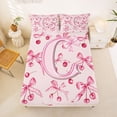 thumbnail image 5 of Manfei Coquette Cherry Bow Bed Sheets For Girl,Pink Initial Letter C Monogrammed King Sheets,4pcs, 5 of 6