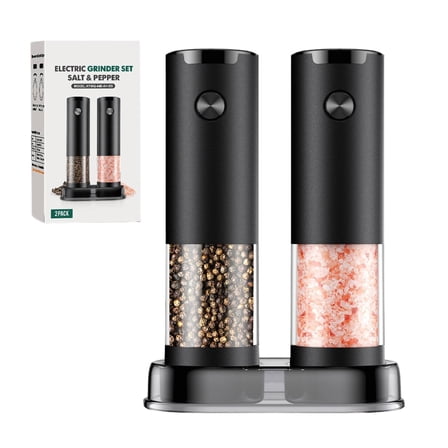 Upgraded Larger Capacity Electric Salt and Pepper Grinder Set Rechargeable Automatic Pepper and Salt Grinder Refillable with 4 Adjustable Coarseness