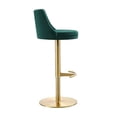 thumbnail image 2 of Carter Barstool, Adjustable Height, Swivel, Green Velvet Seat, Gold base, 2 of 5