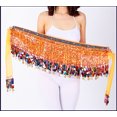thumbnail image 2 of Sequined Chiffon Tassel Scarf Belly Dance Hip Scarf Waist Chain Skirt Hip Scarf Latin Skirt,orange, 2 of 3