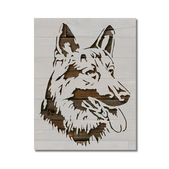 German Shepherd Dog Breed Face Head Stencil Template Reusable 8.5 x 11 for Painting on Walls, Wood, Etc. By Stencilville