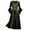 Black, variant on Herrnalise Women's Gothic Punk Long Sleeve Strappy Gold Velvet Dress Robe