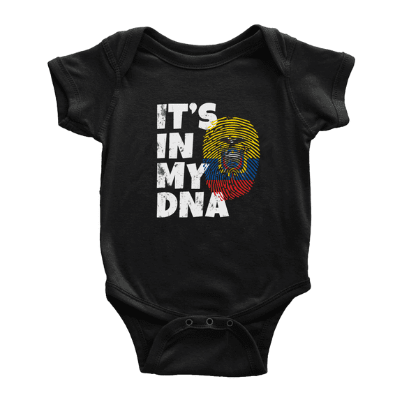 It's In My DNA Ecuadorian Flag Country Pride Baby Bodysuits Newborn Clothes (Black, 6-12 Months)