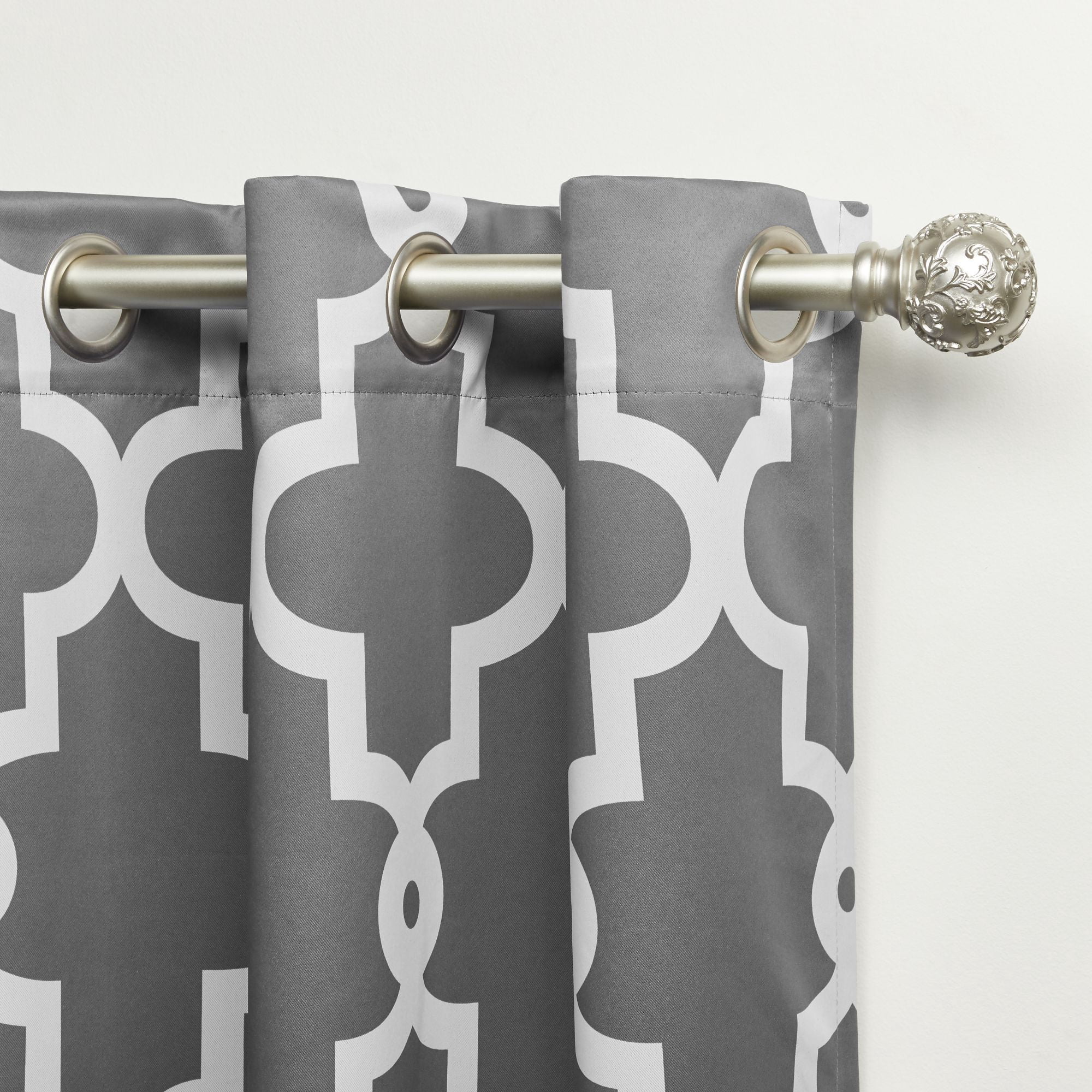 Exclusive Home Ironwork Sateen Woven Room Darkening Blackout Grommet Top Patio Curtain Panel, 108"x84", Black Pearl