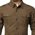 thumbnail image 6 of Generic Men's Cotton Cargo Shirts Casual Solid Color Long Sleeve Button Down Dress Outdoor Hiking Tactical Shirt, 6 of 6