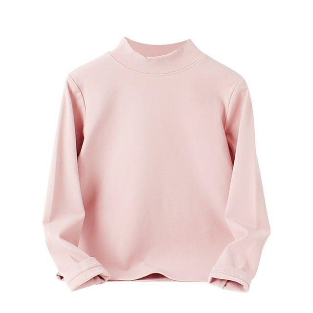 MIASHUI Hauts pour Enfants Garçons Filles Chemises Douces et Chaudes Unisexes Col Rond Manches Longues, Rose Clair, 9-10 Ans