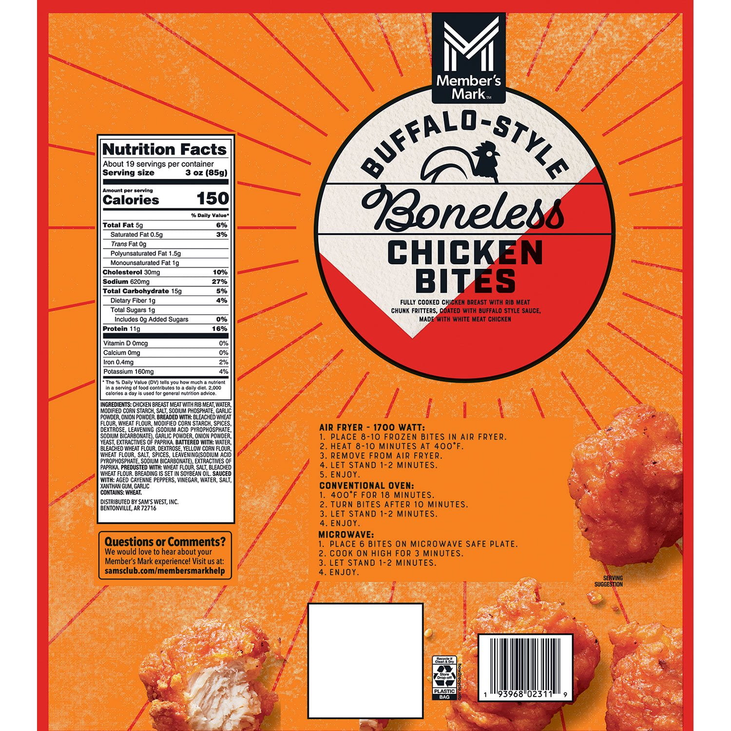 Member's Mark Boneless Buffalo Style Chicken Bites, Frozen