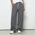 thumbnail image 2 of Yyeselk Womens Wide Leg Sweatpants Fall Baggy Drawstring Elastic High Waisted Joggers Lounge Pants with Pockets Dark Gray M, 2 of 5