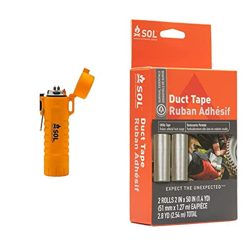 SOL Fire Lite Fuel-Free USB Rechargeable Lighter & Flashlight & Duct Tape, 2" x 50", 2 Count
