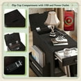 thumbnail image 3 of Aukfa Flip Top End Table with USB Ports, Power Outlets, Drawer, and Cup Holders - Compact Side Table with Bookshelf for Living Room, Bedroom, or Small Spaces - Espresso, 3 of 8