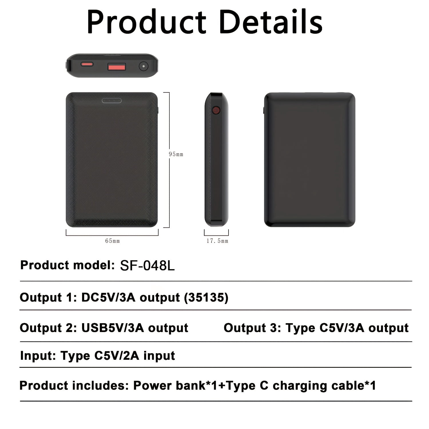 20000mAh Power Bank DC5V 3A | Portable Charger External Battery Pack for Heating Vest Jacket Scarf Gloves Electric Heating Equipment, USB Type-C Connector, Lithium Polymer Battery