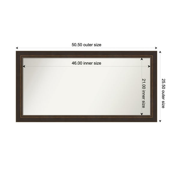 Amanti Art Custom Wall and Bathroom Mirror (25.5 x 50.5 in.), Lara Bronze Frame