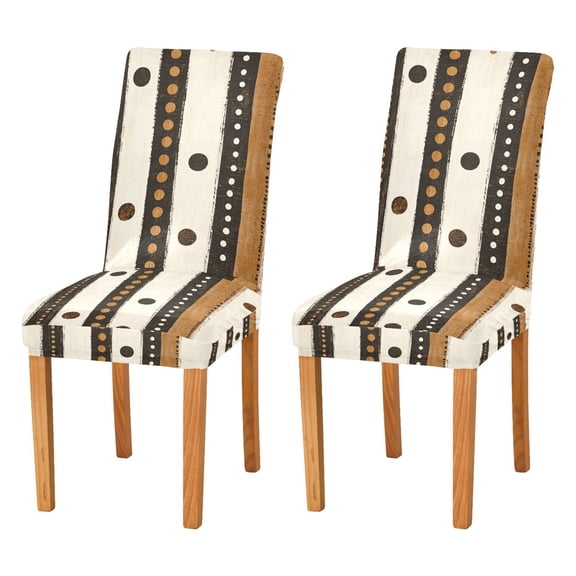 Yayeee 2 Pack Dining Chair Covers Stretch Parson Chairs Slipcovers Seat Protector, Beige Abstract Dots