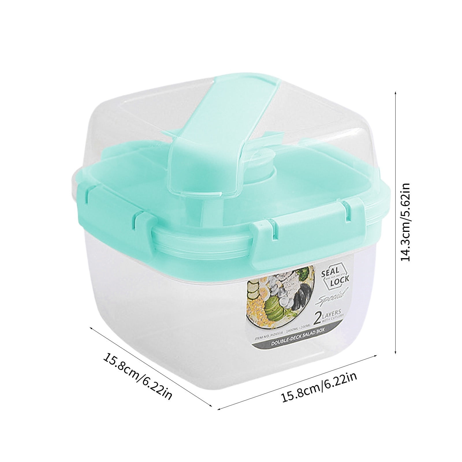 Salad Lunch Container for Adult, Lunch Box with Multiple Compartments, Salad Bowl, Bento Style Tray, for Work Outdoor Indoor Camping 6.2X6.2X5.6in