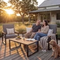 thumbnail image 3 of Lofka 4-Piece Outdoor Patio Furniture Set, Metal Conversation Set with Coffee Table & Removable Cushions, Weather Resistant for Yard Poolside, Gray, 3 of 12