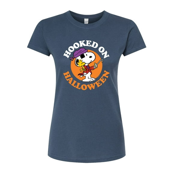 Peanuts - Hooked On Halloween - Juniors Fitted Graphic T-Shirt