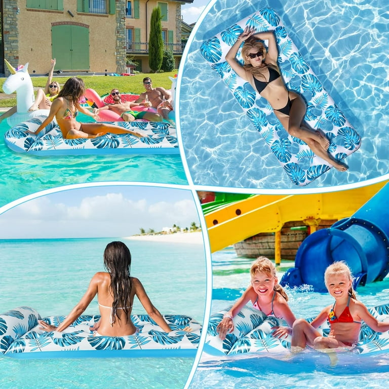 Oversized Pool Float Lounge 72 X 34 Extra Large Inflatable Pool Floats for Adults Inflatable Contour Lounger with Headrest Ultra Comfort Cooling