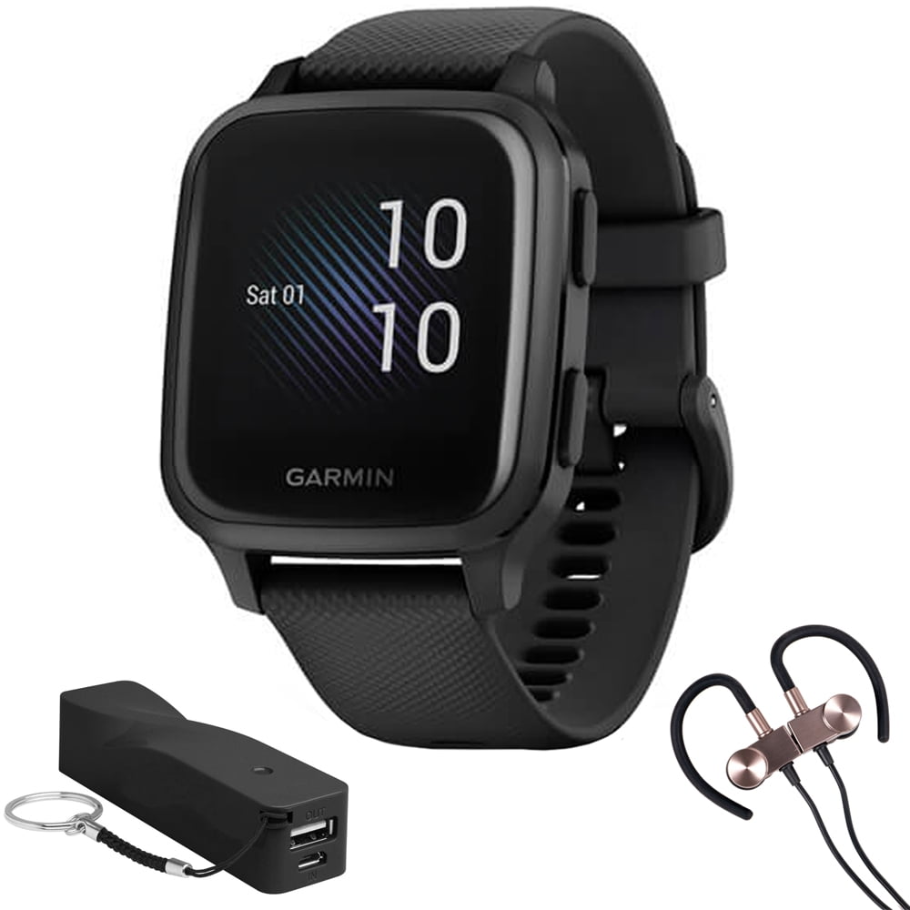 Garmin Venu Sq Music GPS Navy/Light Gold Smartwatch with White/Pink/Berry Straps 