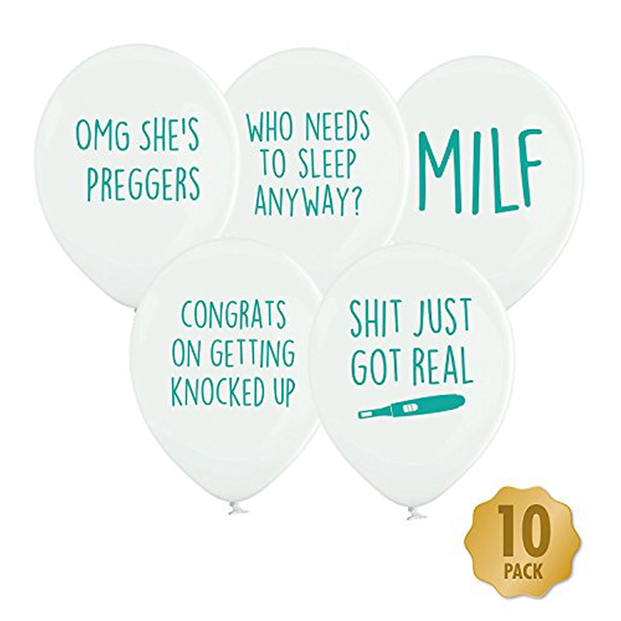 Baby Shower Balloons Pack Of 10 White Turquoise Funny Baby