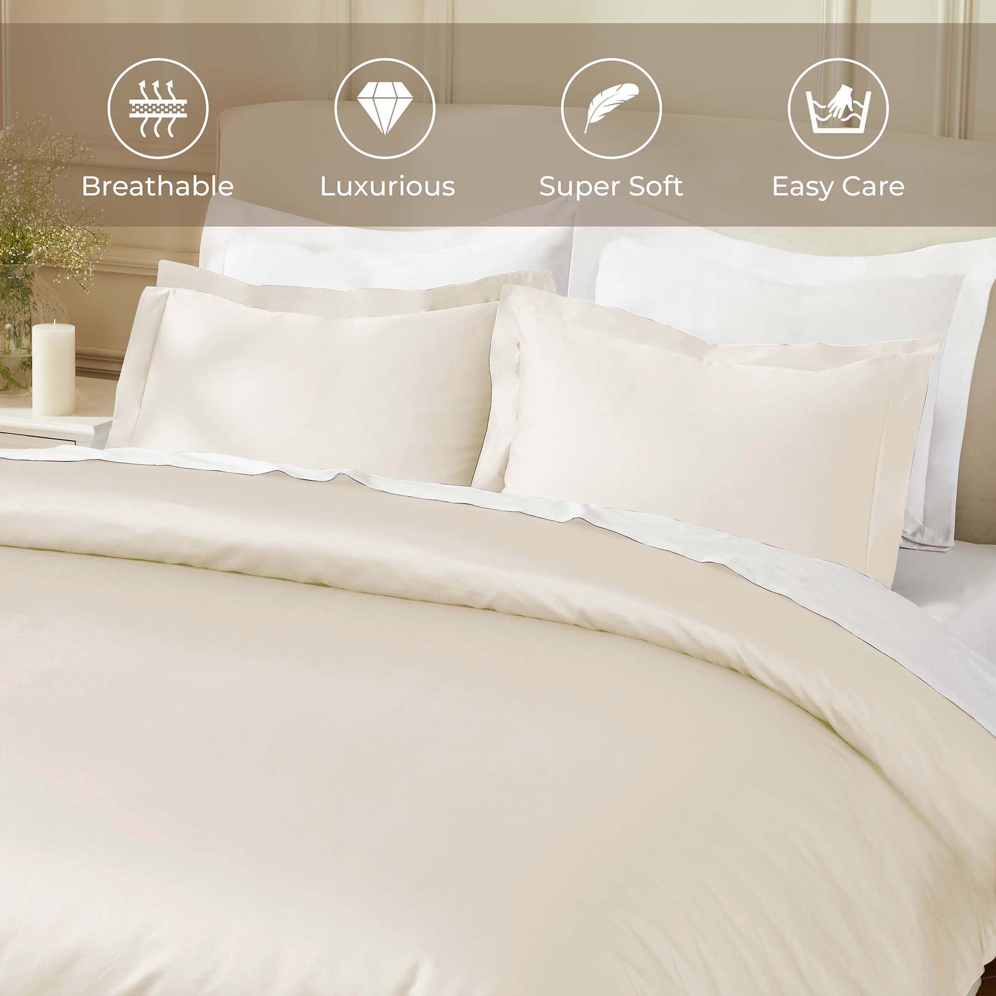 Superior Egyptian Cotton 850 Thread Count Duvet Cover Set, Full/Queen, Ivory