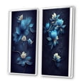 thumbnail image 3 of Designart "Chinese Blue and White Floral Pattern I" Floral Framed Wall Art Set Of 2 - Traditional Blue Framed Canvas Set For Living Room Decor, 3 of 6