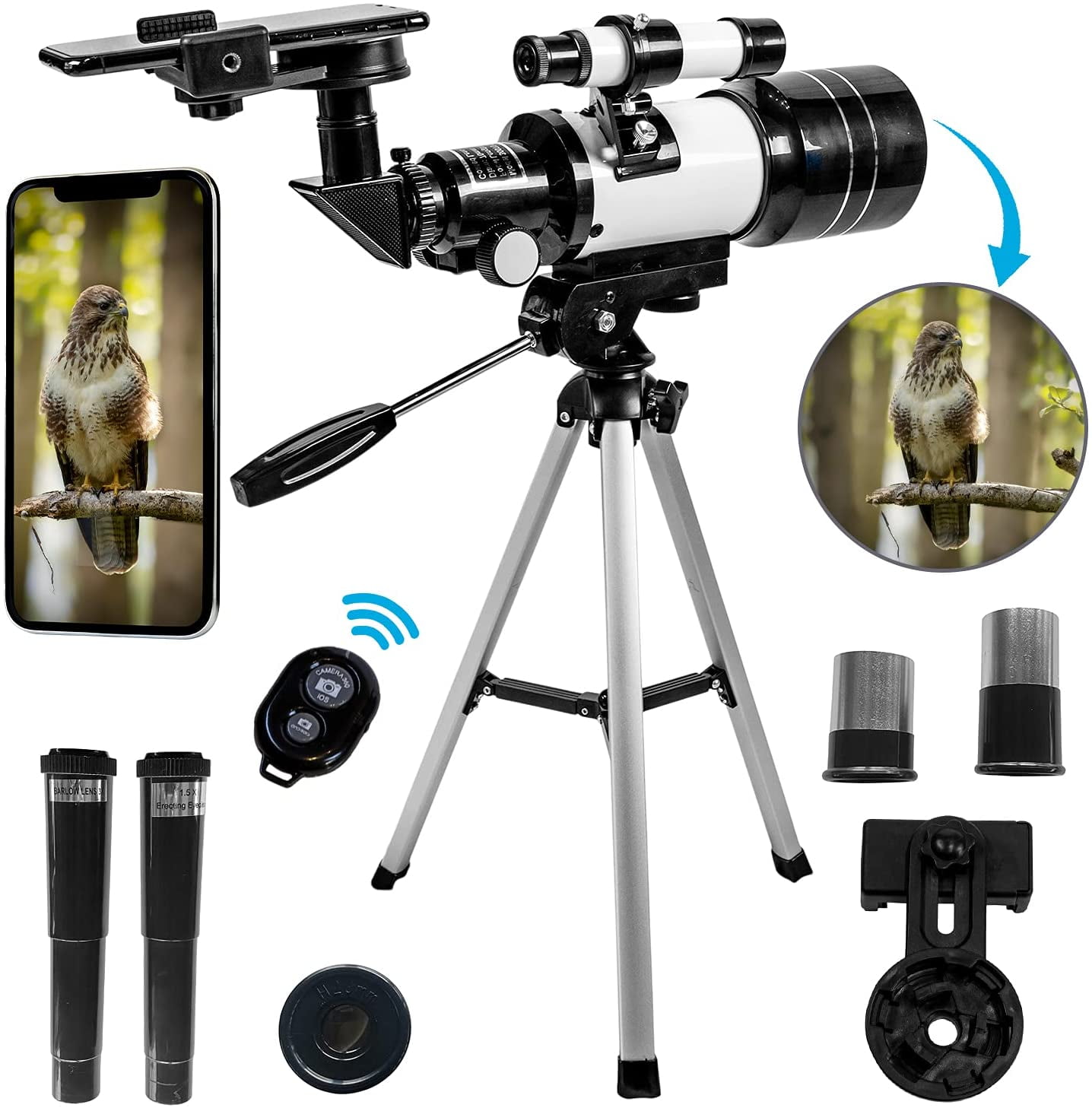 Telescope for Kids and Beginners 70mm Aperture 400mm AZ Mount Telescope  with Tripod, Silver
