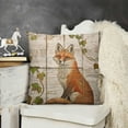thumbnail image 2 of SHANXI  Throw Pillow Covers Cute Brown Fox Green Leaves Square Pillowcases for Home Decor Sofa Car Bedroom Wooden Background Animal Farmhouse Design Pillow Cases  12x12in, 2 of 5