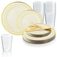 thumbnail image 7 of Smarty Ivory with Gold Edge Rim Plastic Wedding Value Set (60 Guests), 7 of 7
