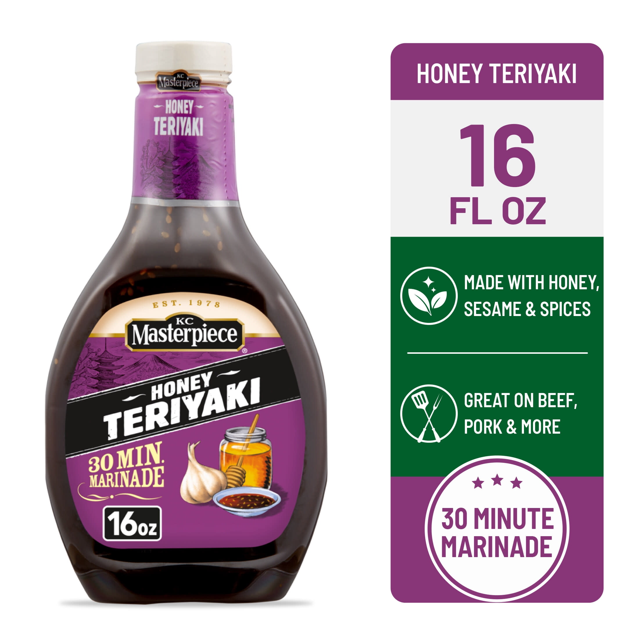 KC Masterpiece Honey Teriyaki Marinade, 16 fl oz Bottle - Walmart.com