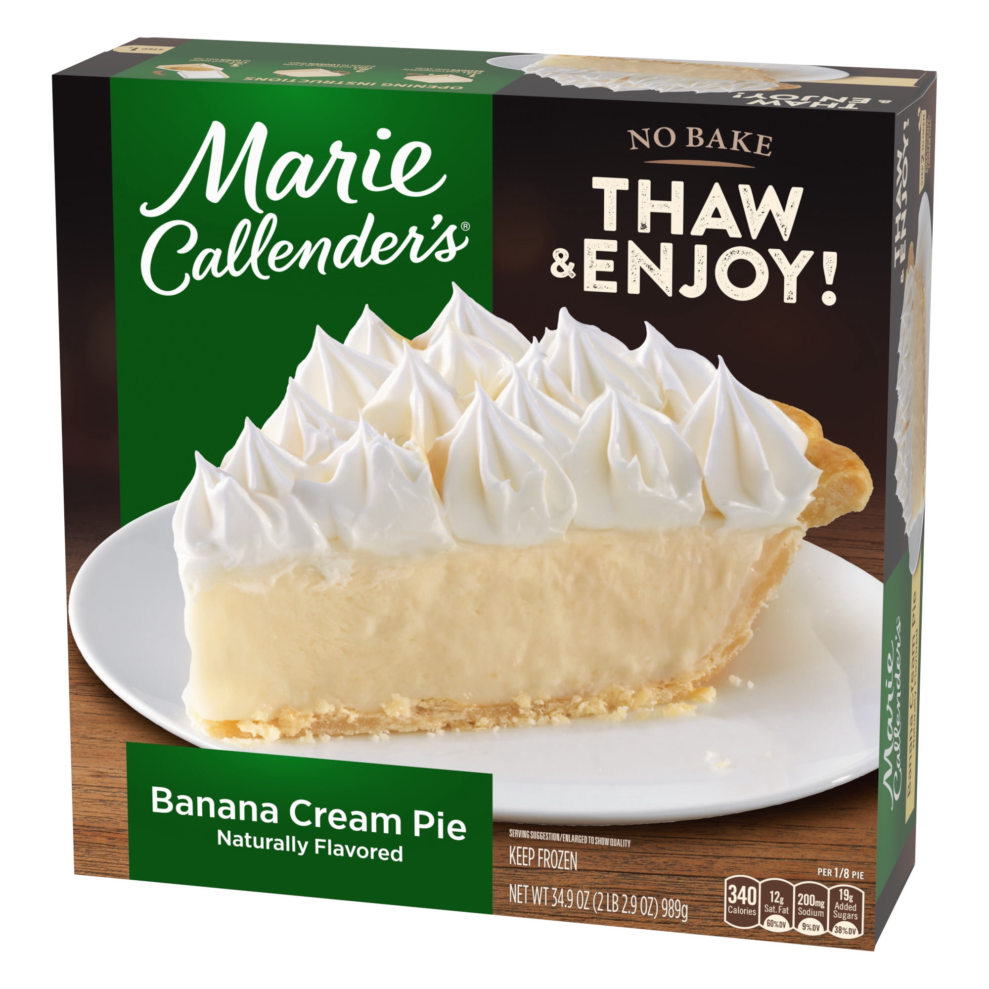 Marie Callender's Banana Cream Pie, Thaw & Enjoy Frozen Dessert, 34.9 oz.