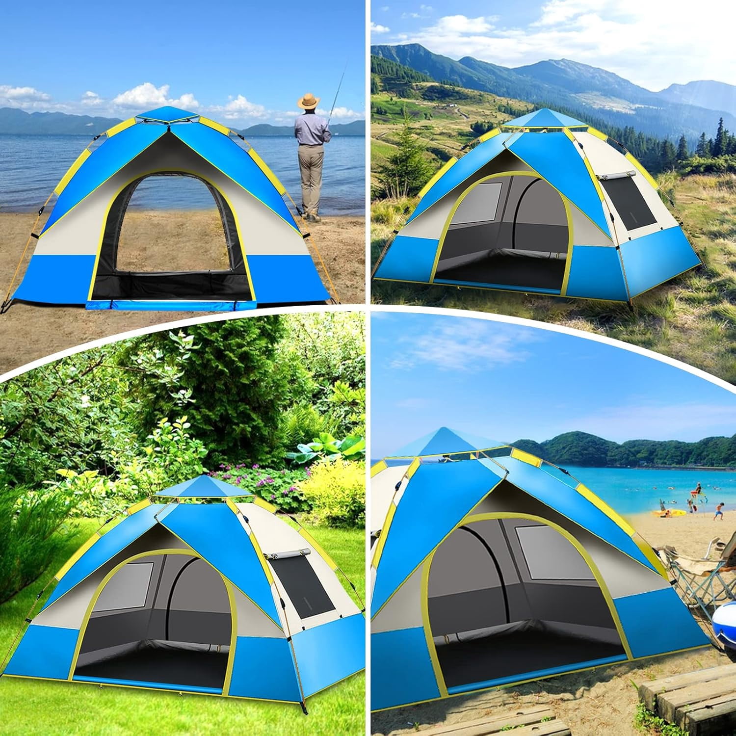 SAN LIKE Camping Tent 3/4 Person Tents for Family Camp Tent