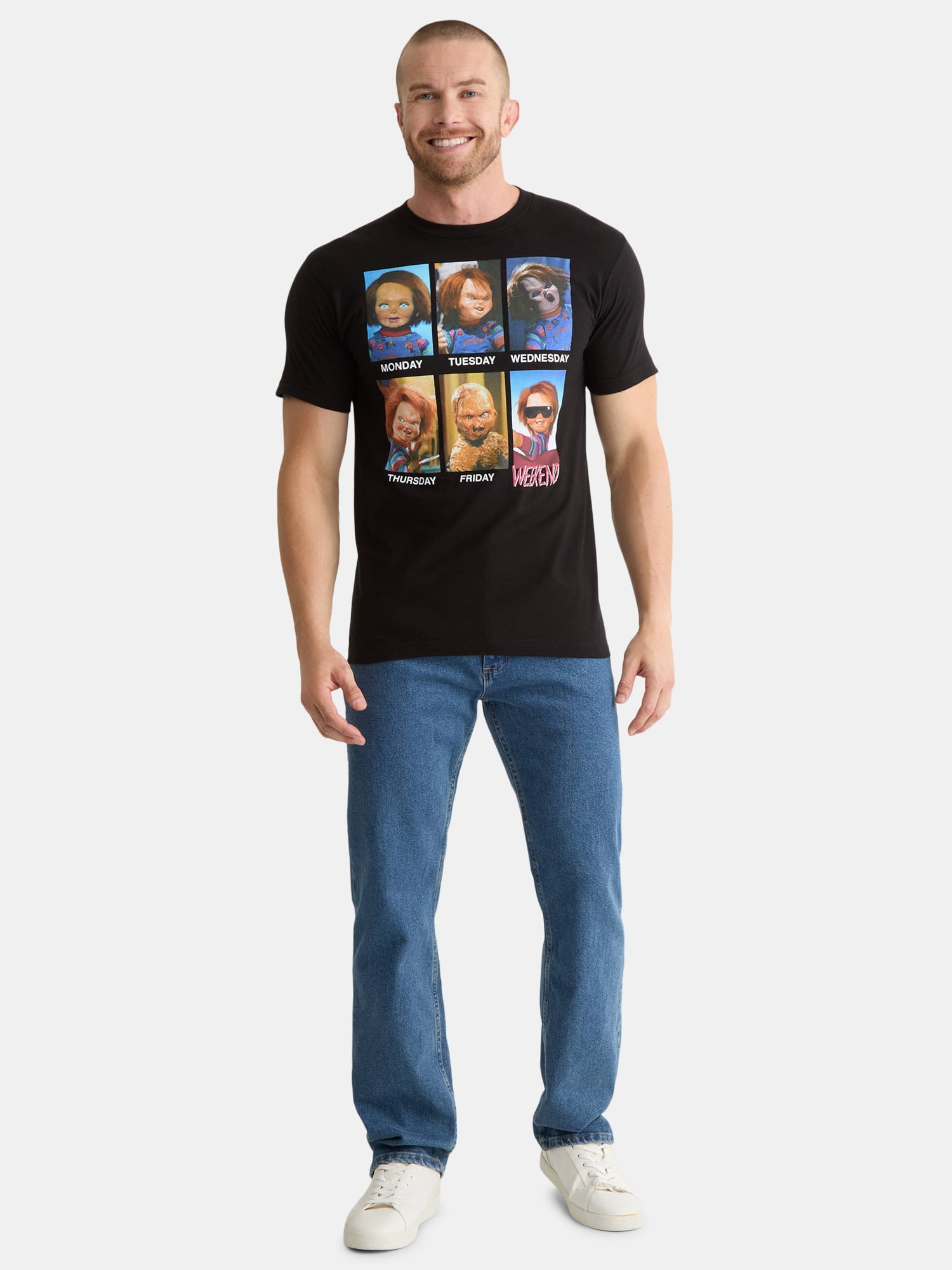 Chucky Men's & Big Men's Days of the Week Meme Cotton Graphic Tee Shirt, Sizes S-3XL