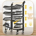 thumbnail image 3 of 4-Tier Rolling Snack and Storage Cart with Wheels, Adjustable Metal Wire Basket Organizer for Fruits Vegetables Snacks Jars and Containers, Kitchen Pantry Organization (Black), 3 of 6