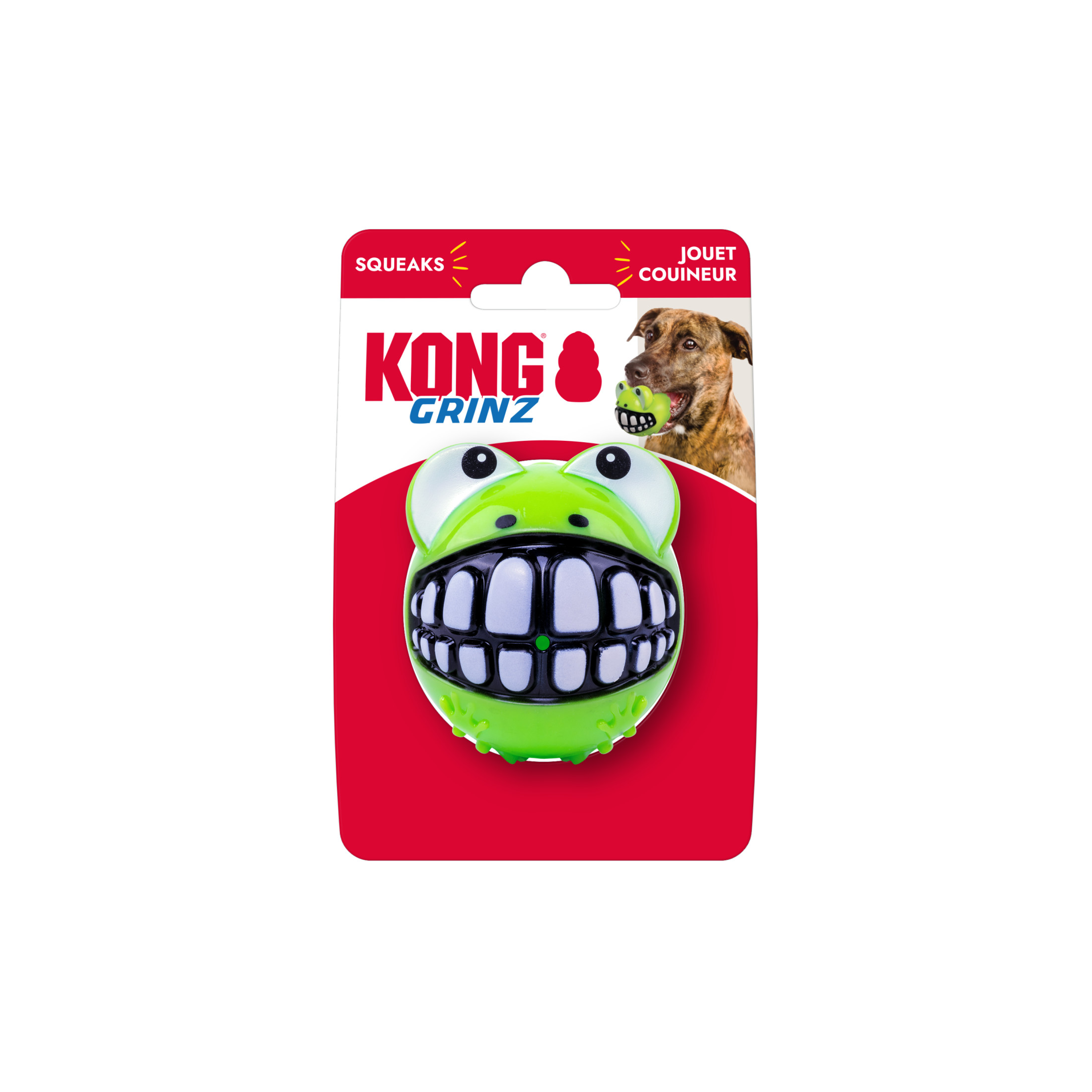 KONG® Grinz Frog Squeaker Ball Dog Toy, Medium