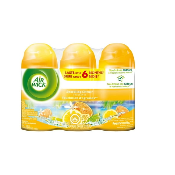 Air Wick Freshmatic Air Freshener, Automatic Spray Refills, Sparkling Citrus, 3 Refills