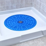 SlipX Solutions Blue Round Vinyl Non-Slip Bath Mat, 23" x 23"