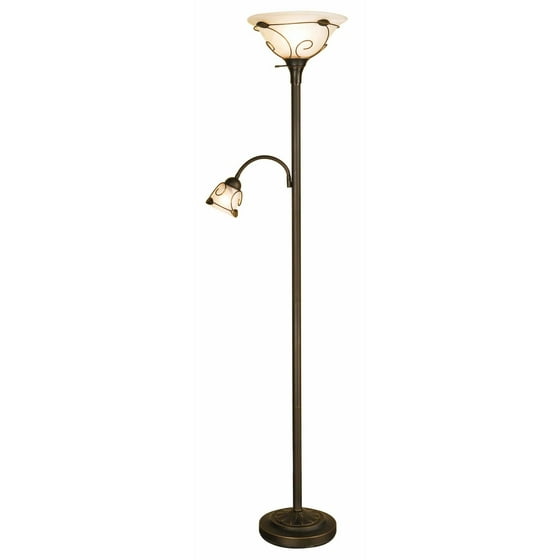 Normande Lighting Scroll Detail Torchiere Floor Lamp with Side ... Normande Lighting Scroll Detail Torchiere Floor Lamp with Side ...