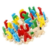 1 Set Wooden Alphabet Train Wooden ABC Train Set Letter Cars for Toddlers Kids Boys and