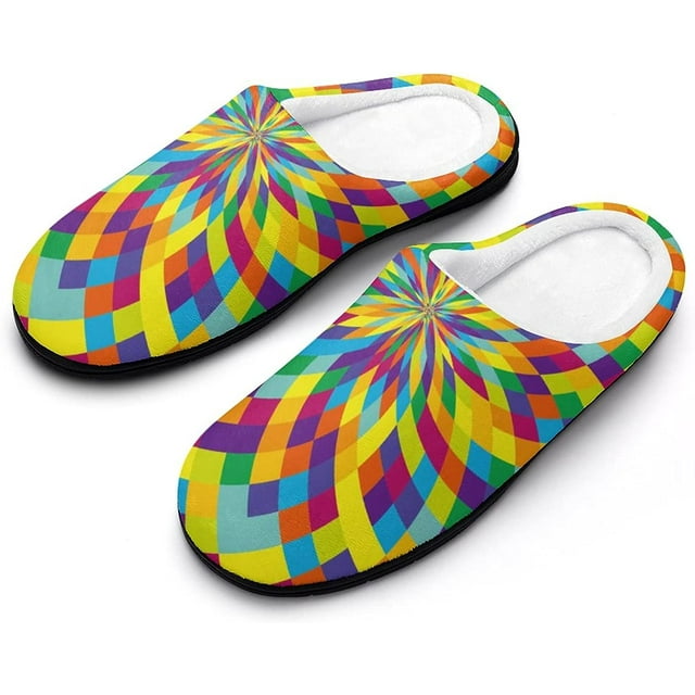 Colorful Swirl Men's House Slippers Nonslip Soft Cotton Shoes Slip On ...