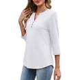 thumbnail image 5 of WIHOLL 3/4 Length Sleeve V Neck Blouses for Women Dressy Casual Spring Summer Tops Business Casual Resort Wear, 5 of 11