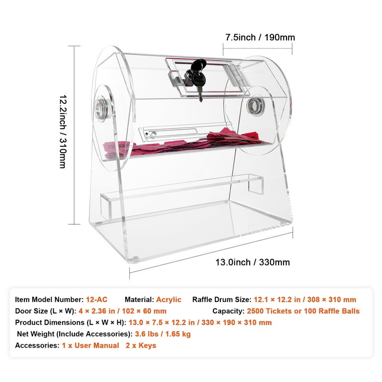 Extra Large Raffle Drum With Stand – Holds 5000 Tickets, Silent Bearing, Thickened Metal For Lotteries & Events