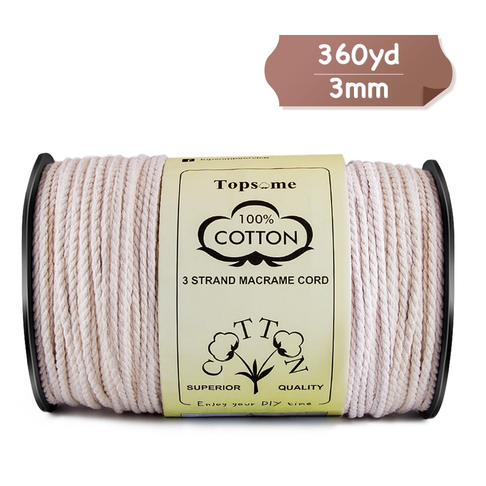 Lanney Macrame Cord 3mm x 360 Yards, Cotton Rope for Craft Wall Hangings Durable