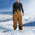 thumbnail image 2 of Xfvqtps Men Snow Pants Ski Bibs Snowboarding Raise Waistband Elastic Trouser Leg Adjustable Straps Thermal Warm Waterproof Winter Overalls Coffee, 2 of 9