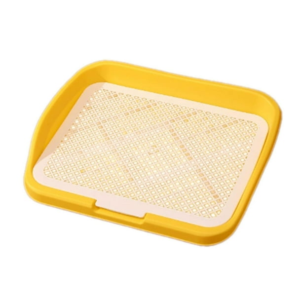 Bandeja de entrenamiento para ir al baño para perros con rejilla de malla antideslizante y almohadilla de entrenamiento en columna Amarillo