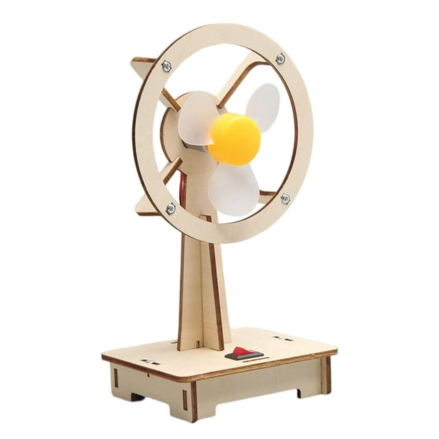 Conjunto de ventilador pequeño de madera Manual creativo Novedad Montaje sin ensamblar Modelo de rompecabezas de madera para aprender Enseñanza CUTICAT Modelos de ventiladores pequeños