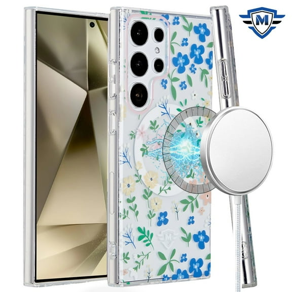 For Samsung Galaxy S24 Ultra Fashion IMD Design Pattern Double Protection TPU Hybrid with Magnetic Circle MagSafe Compatible Cover ,Xpm Phone Case [ MultiColor Floral ]