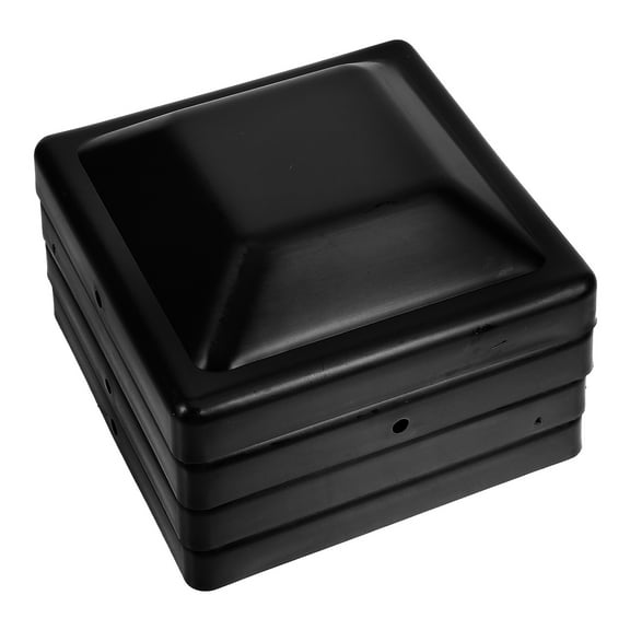HEALEEP 4-Pack Black Plastic Fence Post Caps for Outdoor Use, 9.5 x 9.5 x 3 cm Protective Covers