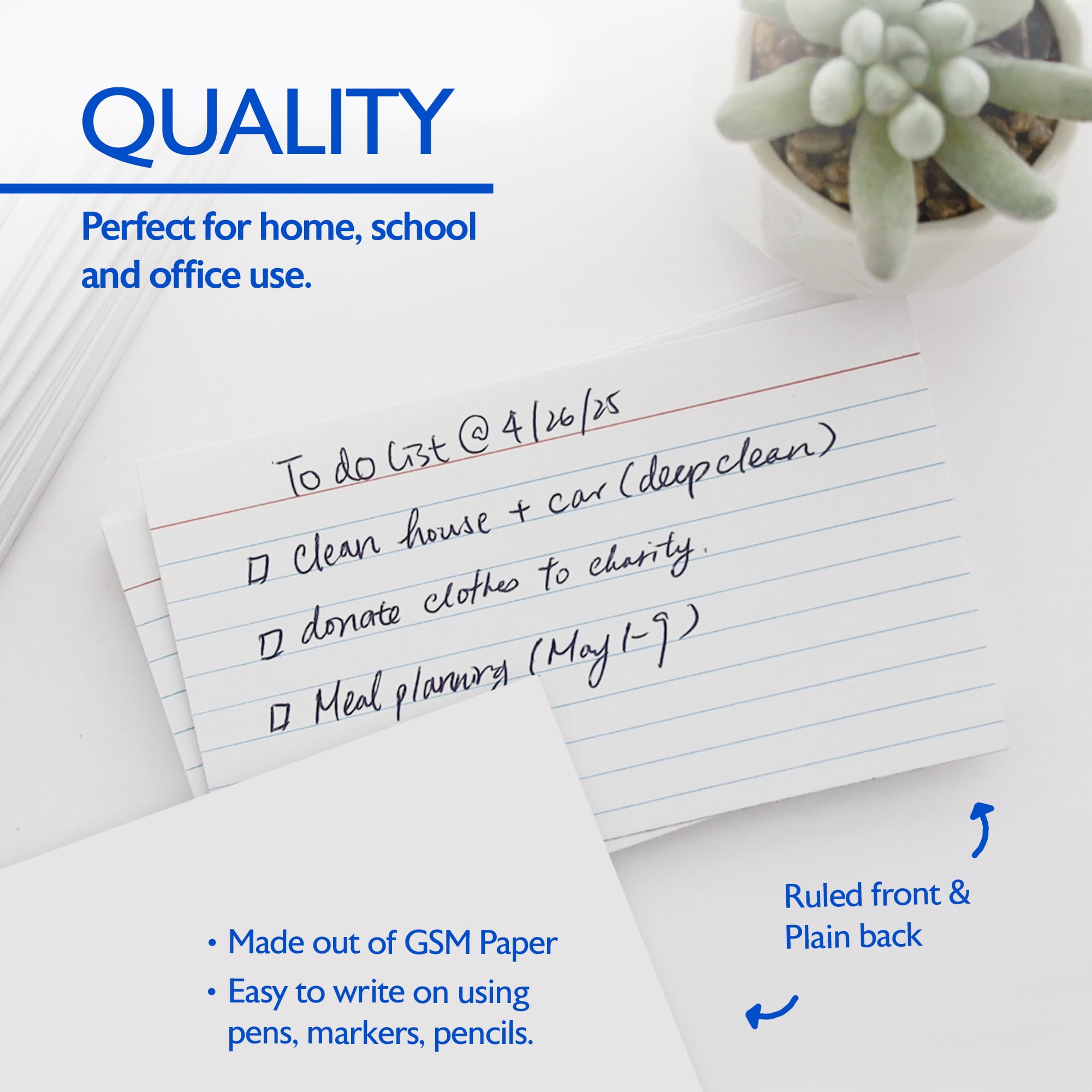 BAZIC Ruled Index Cards 3"X5" 200 Count, Ruled Lined White Flashcards, 36-Packs